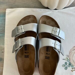 Birkenstock Metallic Silver Sandals